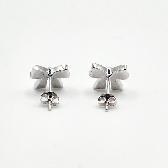 Silver Bow Earrings - Picture 5 of 5